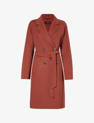 Shop Weekend Max Mara Flirt Double-breasted Wool-blend Coat In Red