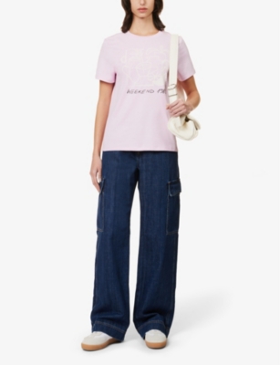 Shop Weekend Max Mara Women's Pink Nervi Graphic-print Cotton-jersey T-shirt