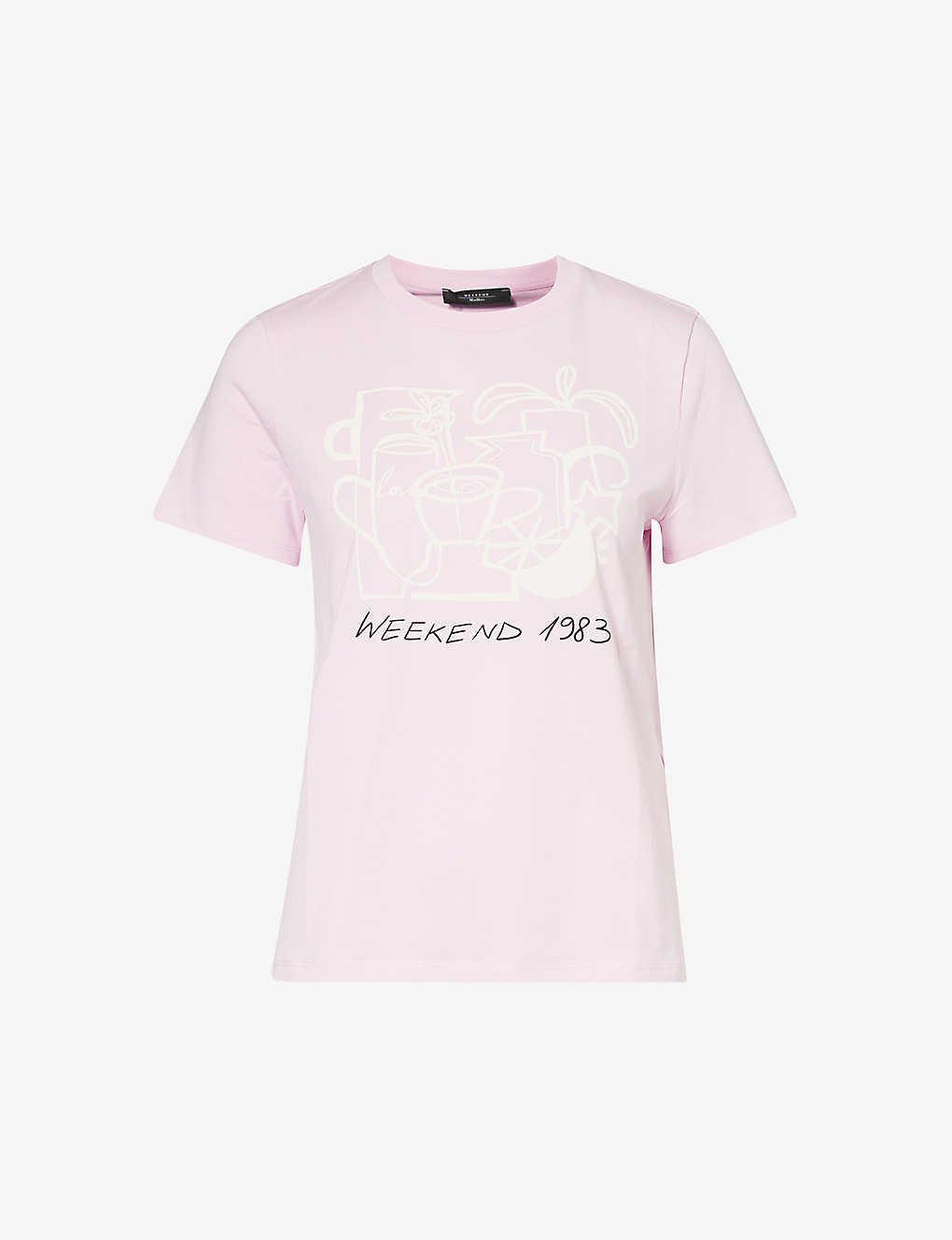 Weekend Max Mara Nervi Graphic-print Cotton-jersey T-shirt In Pink