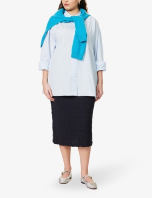 Shop Weekend Max Mara Women's Sky Blue Fufy Regular-fit Cotton Shirt