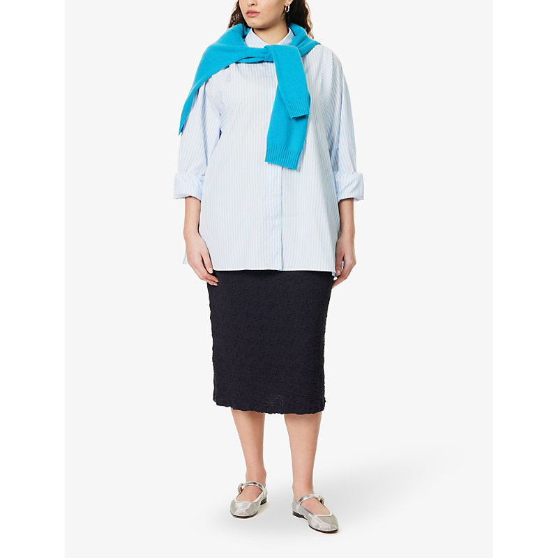 Shop Weekend Max Mara Women's Sky Blue Fufy Regular-fit Cotton Shirt