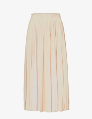 WEEKEND MAX MARA WEEKEND MAX MARA WOMENS SAND KIKU PLEATED MID-RISE WOVEN MIDI SKIRT