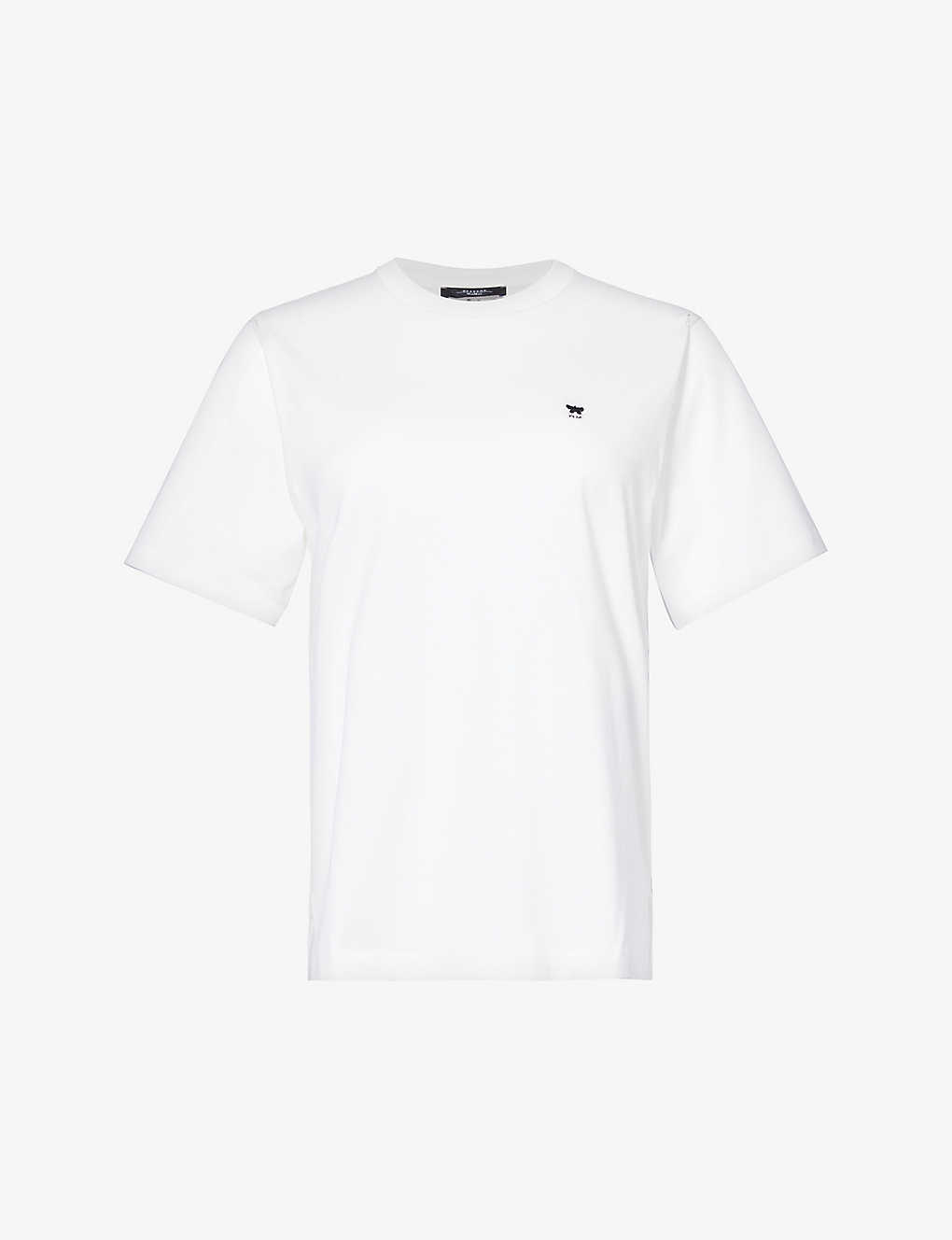 Shop Weekend Max Mara Womens White Deodara Striped Cotton-jersey T-shirt