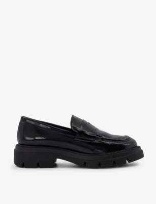 DUNE: Gracelyne penny-trim patent-leather loafers