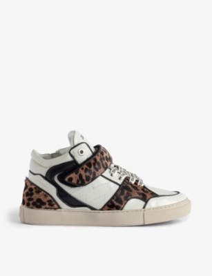Zadig & Voltaire Zadig&voltaire Womens Brown Flash Leopard-print Leather Mid-top Trainers In Heritage