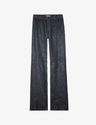 ZADIG&VOLTAIRE: Pauline crinkled-effect straight-leg mid-rise leather trousers