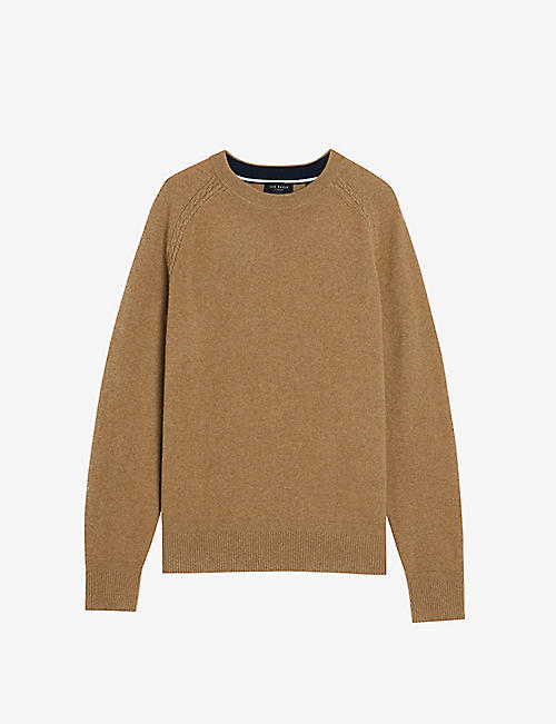 TED BAKER: Glant crew-neck cable-knit cashmere jumper