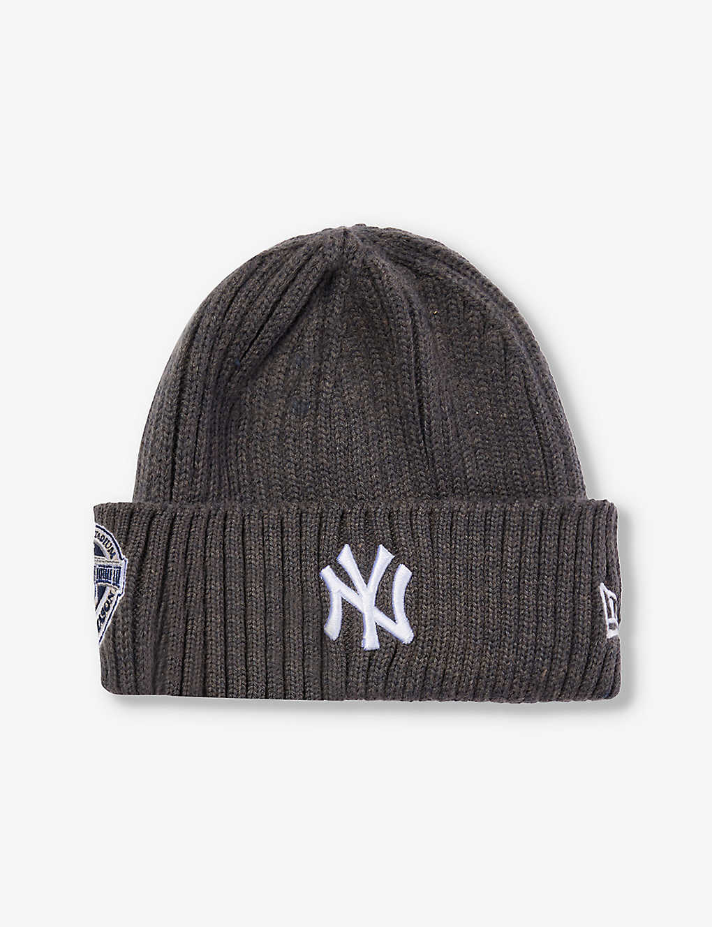 New Era Mens Grey New York Yankees Brand-embroidered Knitted Beanie