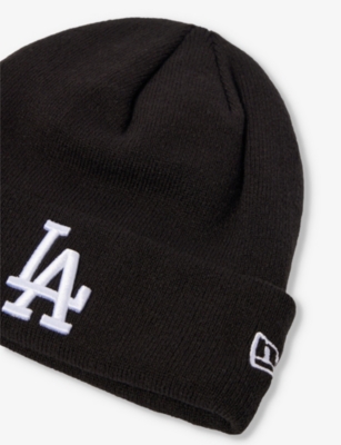 Shop New Era Men's Black La Lakers Logo-embroidered Knitted Beanie