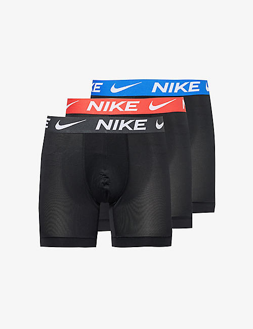 NIKE: Dri-fit branded-waist pack of three stretch recycled-polyester-blend boxers