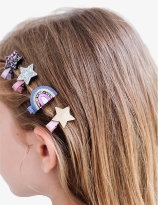 Shop Mimi & Lula Girls Multi Kids Ziggy Assorted-appliqué Set Of Eight Hair Clips