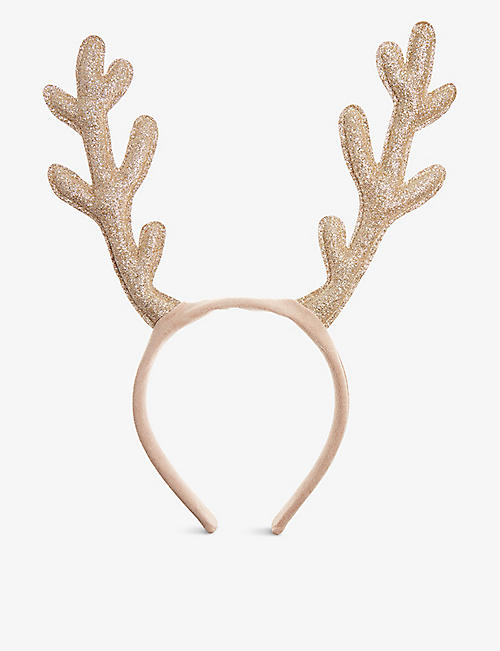MIMI & LULA: Christmas glitter-embellished antlers fabric hairband 3-10 years