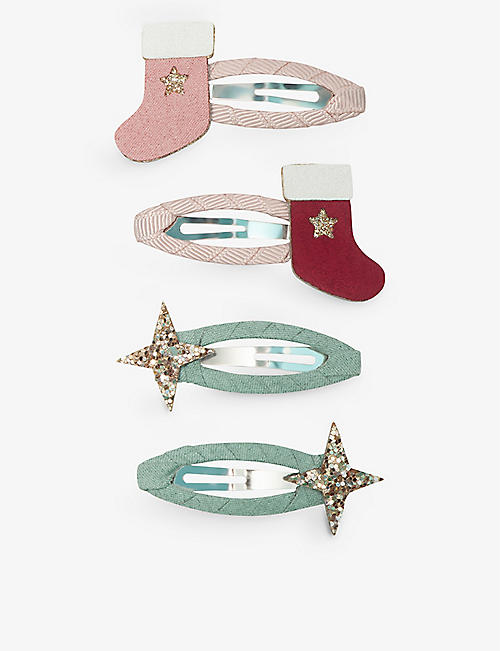 MIMI & LULA: Pack of four Christmas stocking and star hair clips