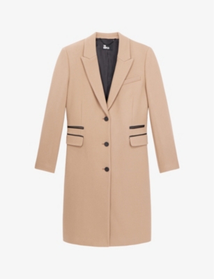 THE KOOPLES - Leather-piping single-breasted wool-blend coat ...
