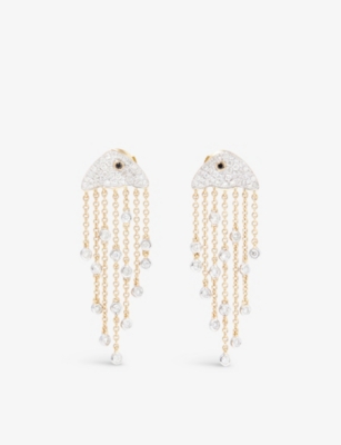 YVONNE LEON: Jellyfish 18ct yellow-gold and 0.82ct diamond drop earrings
