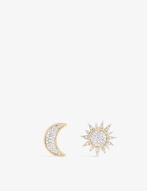 YVONNE LEON: Soleil and Lune 18ct yellow-gold and 0.25ct brilliant-cut diamond earrings