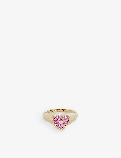 YVONNE LEON: Chevaliere Coeur 9ct yellow-gold and diamond ring