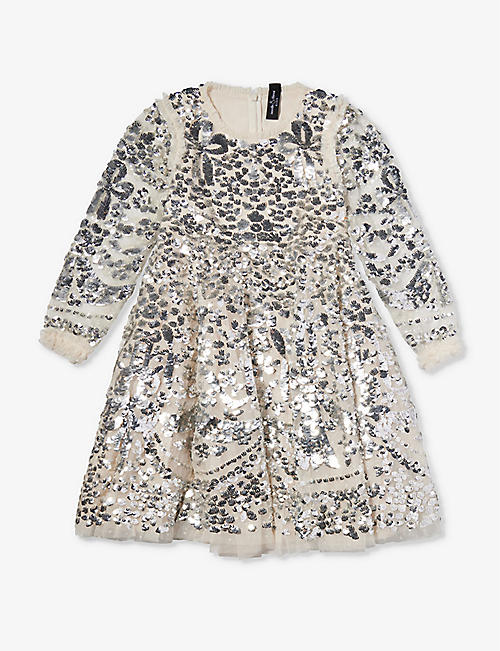 NEEDLE AND THREAD: Chandelier sequin-embellished recycled-polyester dress 4-12&nbsp;years