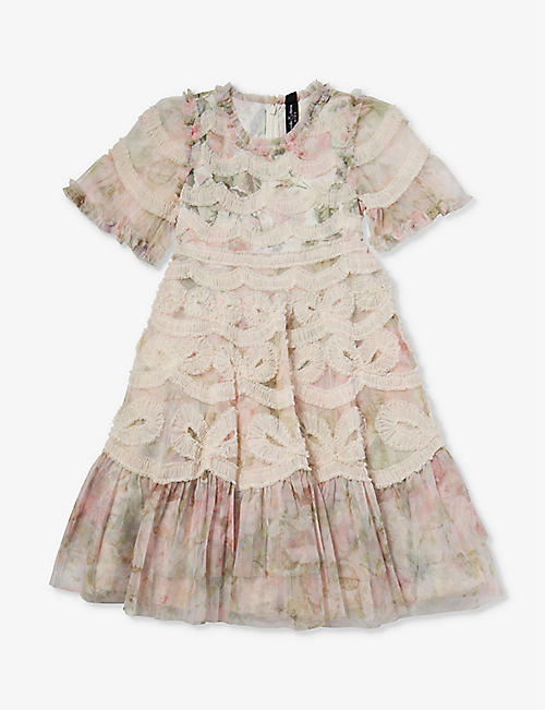 NEEDLE AND THREAD: Ingrid floral-print recycled-nylon dress 4-10 years