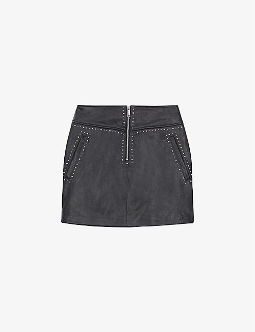THE KOOPLES: High-rise stud-embellished leather skirt