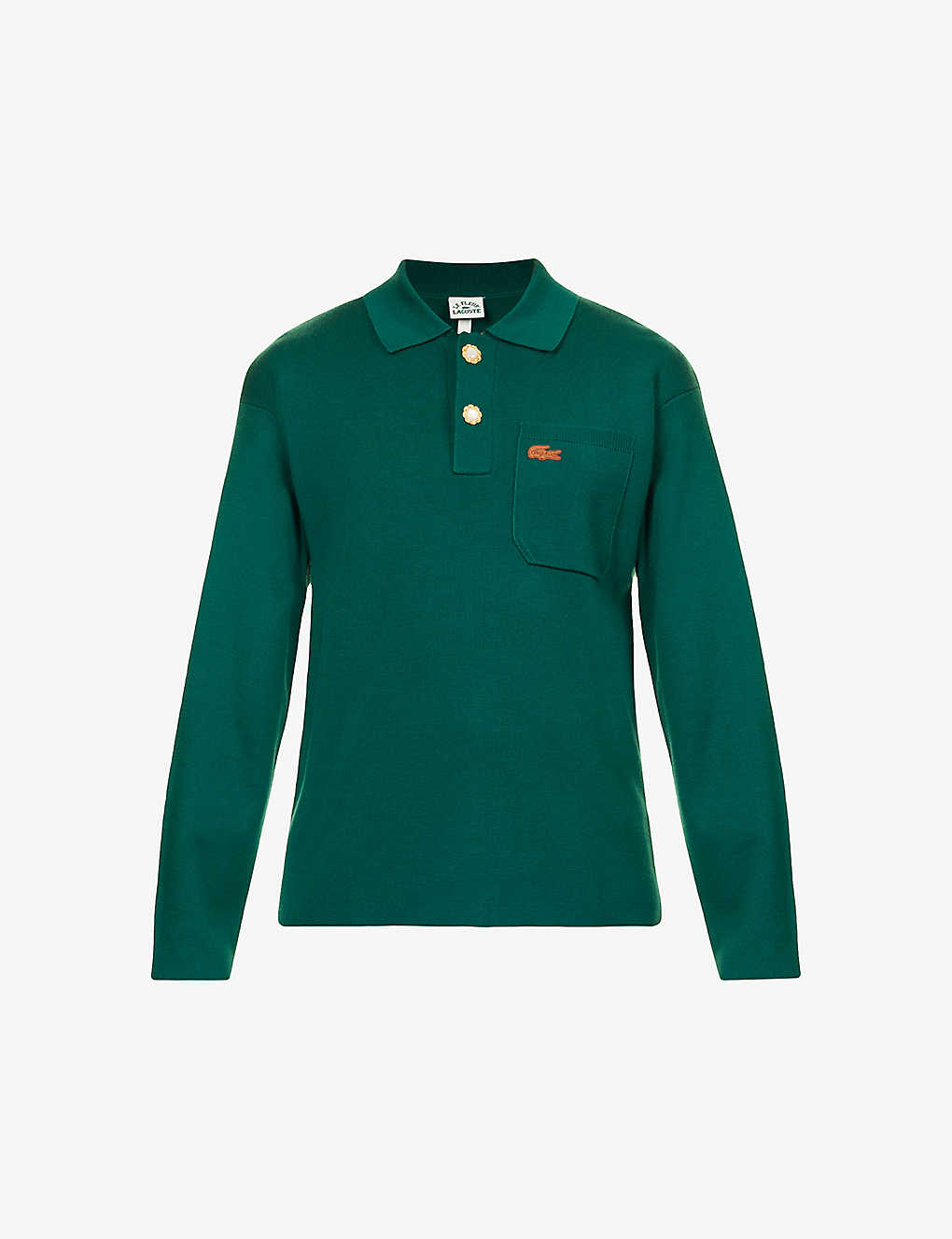 Lacoste Womens Swing Le Fleur* X Brand-appliqué Regular-fit Wool Knitted Polo Shirt