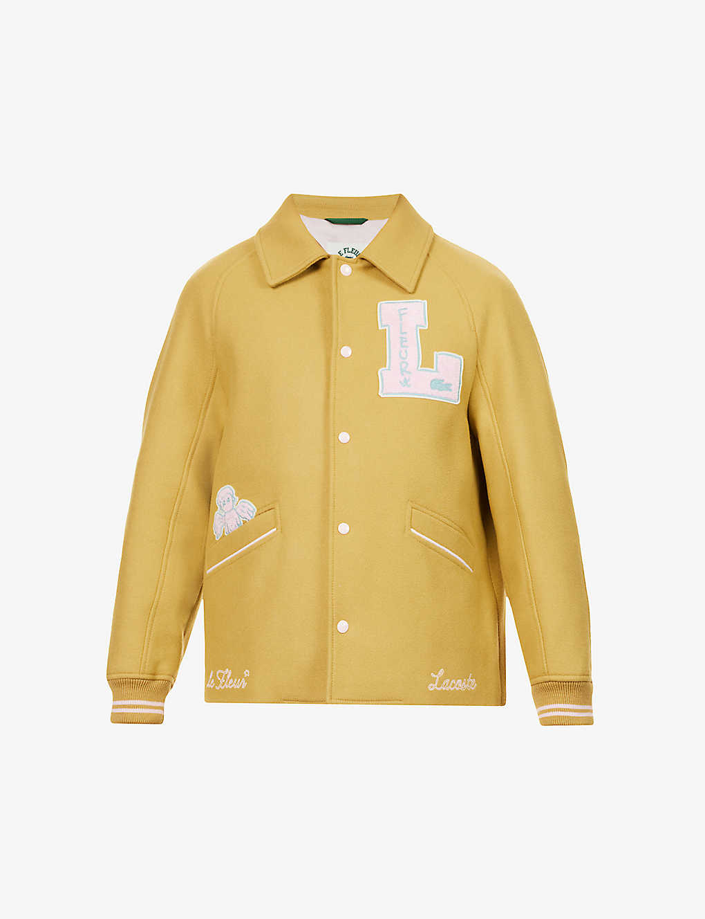 Lacoste Le Fleur* X  Brand-appliqué Regular-fit Wool-blend Jacket In Hevea