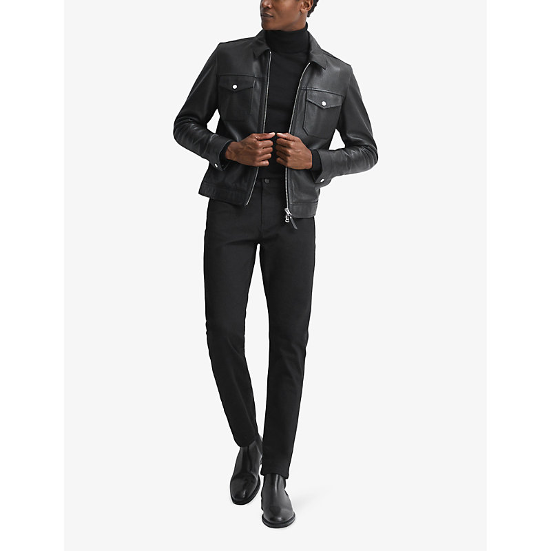 Shop Reiss Men's Black Jet Slim-fit Stretch-denim Jeans