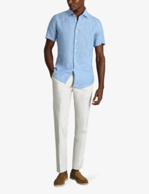 REISS: Holiday regular-fit short-sleeve linen shirt