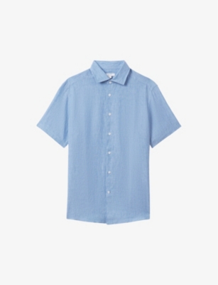 REISS: Holiday regular-fit short-sleeve linen shirt