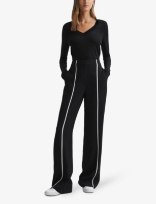 Shop Reiss Women's Black Brady V-neck Fine-knit Top