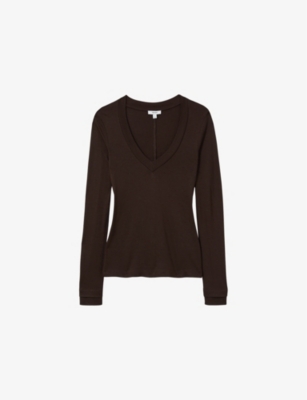 REISS: Brady V-neck fine-knit top
