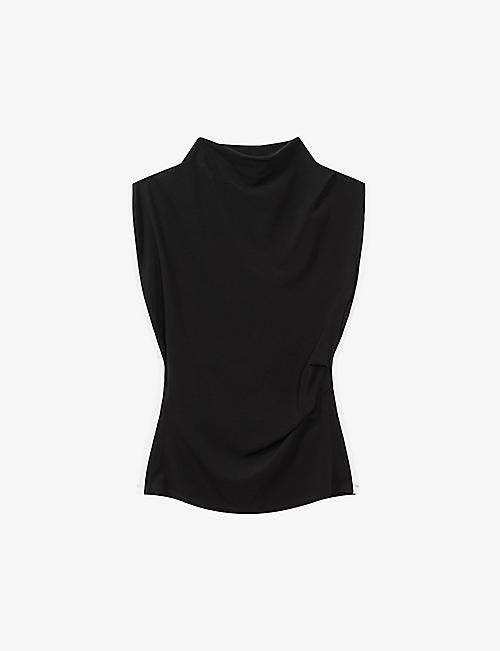 REISS: Eva asymmetric-drape stretch-woven top
