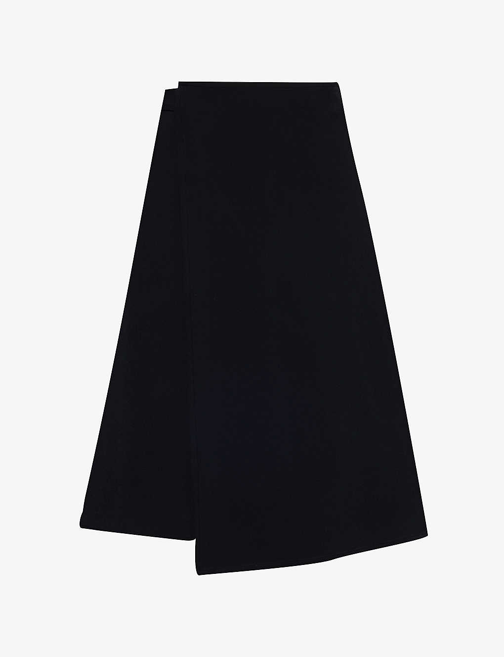 Proenza Schouler Womens Black Asymmetric Tie-waist A-line Woven Skirt