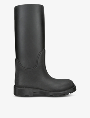 Shop Burberry Men's Black Raymond Chunky-sole Rubber Boots