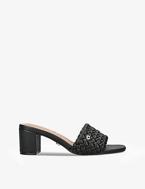 CARVELA: Laatice woven-texture faux-leather heeled mules