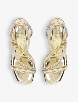 CARVELA: Paparazzi Low 55 crystal-embellished woven heeled sandals