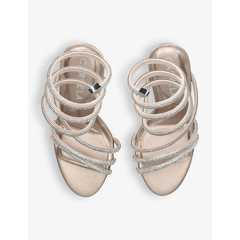 Shop Carvela Women's Gold Spiral 105 Crystal-embellished Woven Heeled Sandals