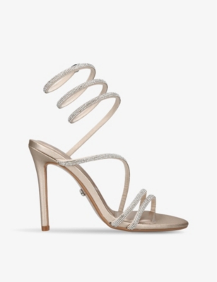 CARVELA: Spiral 105 crystal-embellished woven heeled sandals