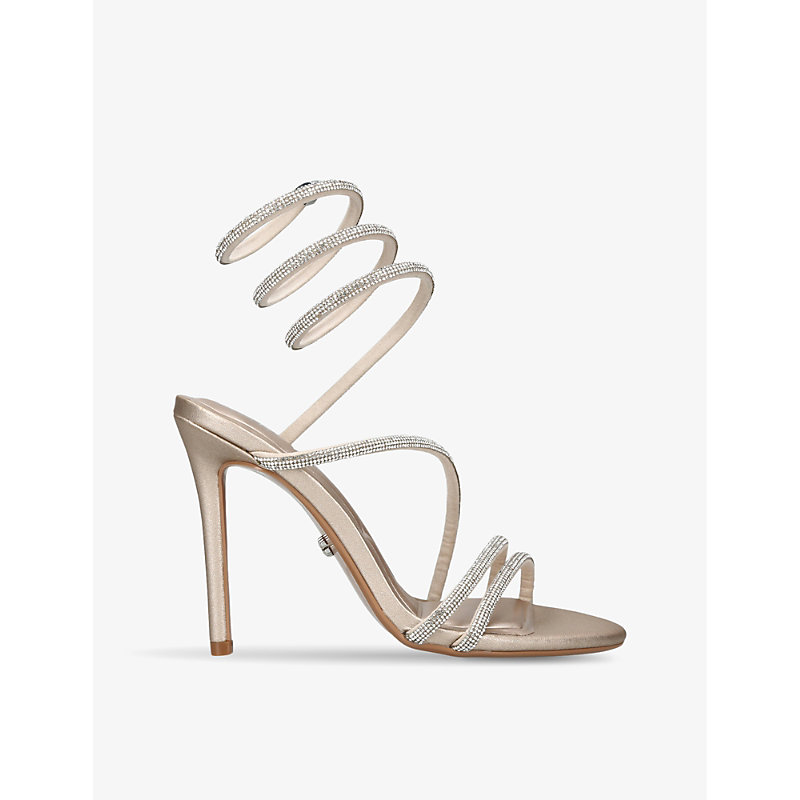 Shop Carvela Women's Gold Spiral 105 Crystal-embellished Woven Heeled Sandals