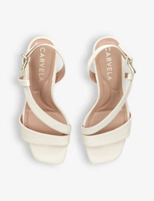 Shop Carvela Women's Bone Salute 70 Asymmetric-strap Leather Sandals