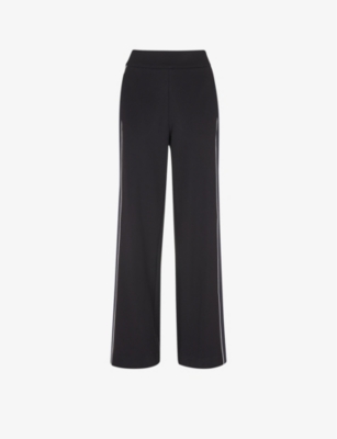 Whistles Womens Black Edie Contrast-trim Wide-leg Mi-rise Stretch-woven Trousers