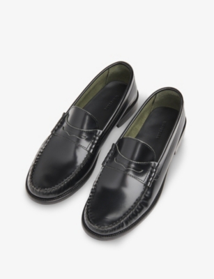 Whistles Womens Black Manny Slip-on Leather Loafers In Black