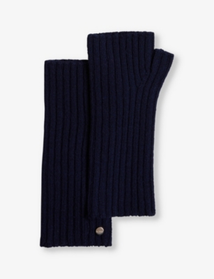 Ted Baker Womens Dk blue Danniis Ribbed Wool And Cashmere Fingerless Gloves ModeSens