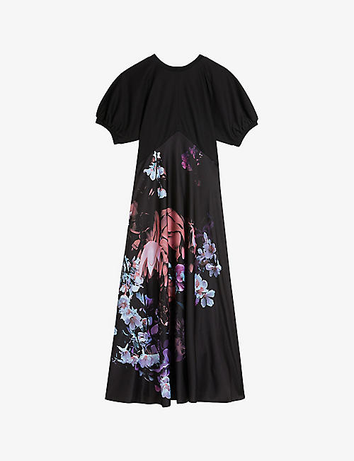 TED BAKER: Drewee floral-print stretch-woven midi dress