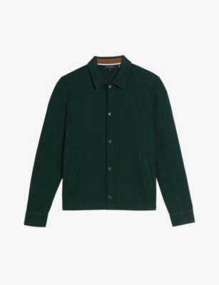 Ted Baker Mens Dk-green Eason Regular-fit Button-up Wool Jacket