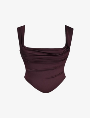House Of Cb Womens Una Corseted Stretch-woven Top