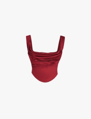 House Of Cb Womens Ruby Una Corseted Stretch-woven Top