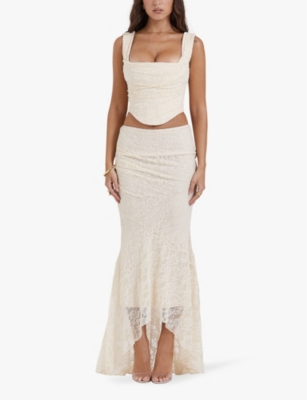 HOUSE OF CB: Una corseted stretch-woven top