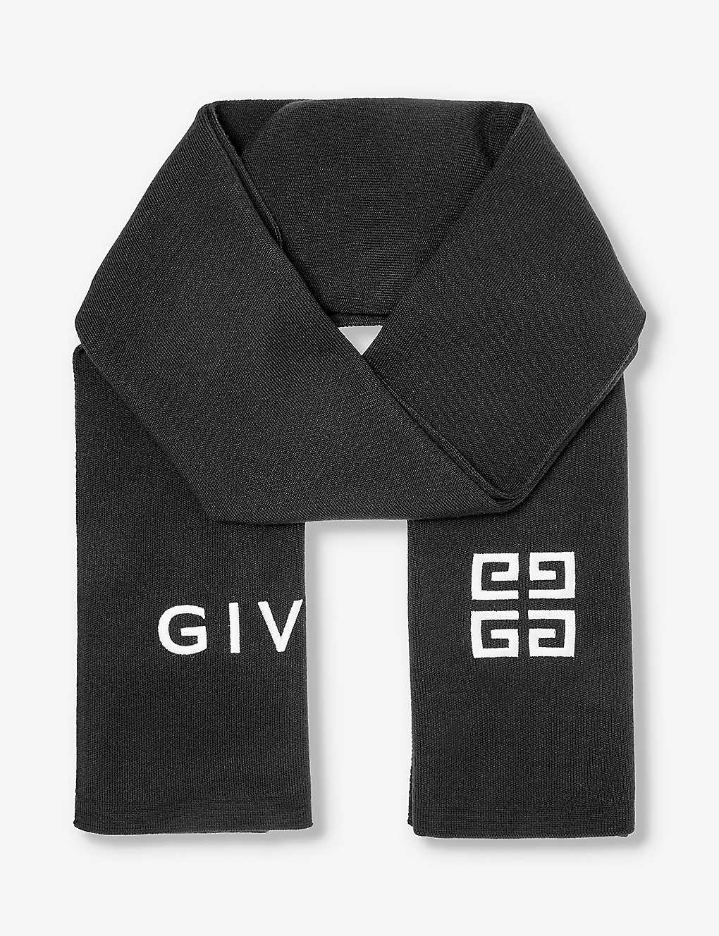 Givenchy 4g Brand-logo Wool Scarf In Black/white