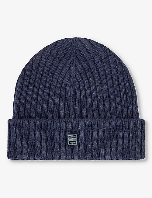 GIVENCHY: Rivet folded-brim wool and cashmere beanie